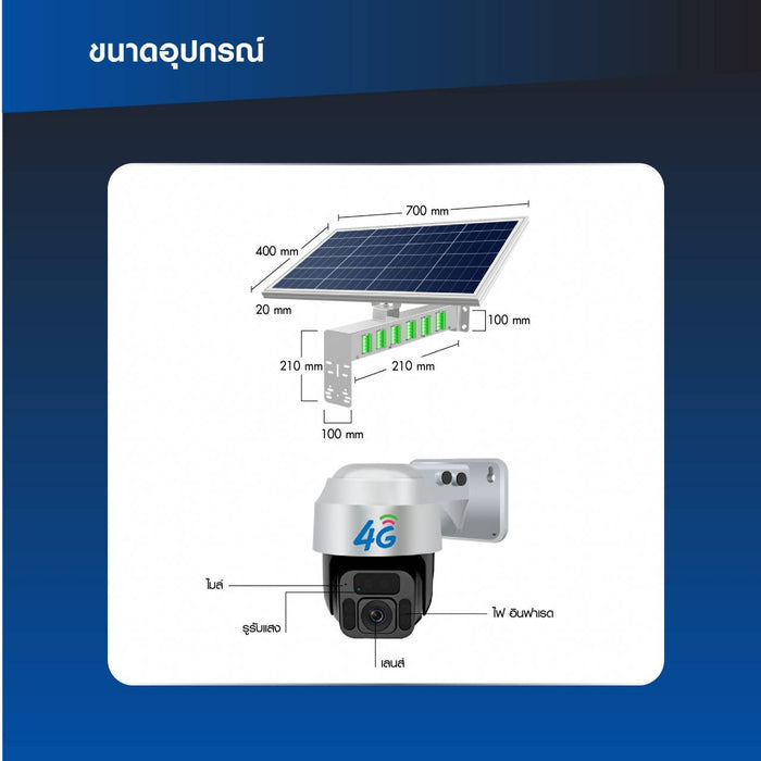 กล้องพลังงานแสงอาทิตย์ รุ่น Solar2001 Solar2002 ใส่ซิม 4G ได้