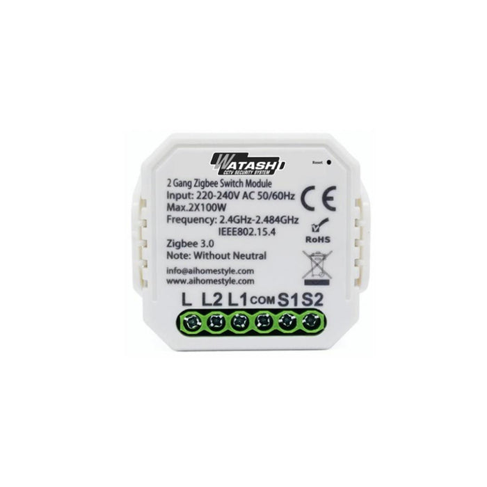 Zigbee Switch Module เปิด-ปิดไฟ รุ่น WIOT5016Z #2Gang (No Neutral)