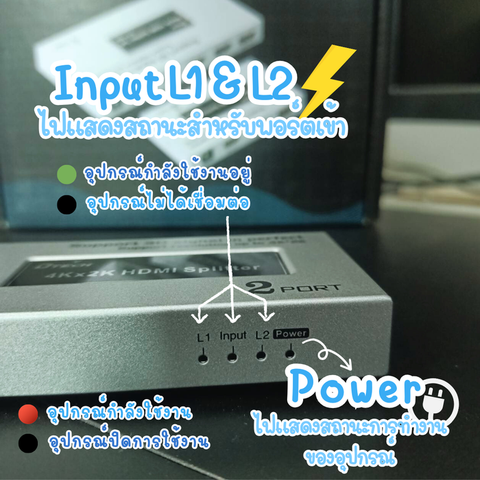 DTECH VD040A: 4Kx2K HDMI Splitter 1:2 - เพิ่มประสิทธิภาพการแสดงผล คมชัดระดับ 4K