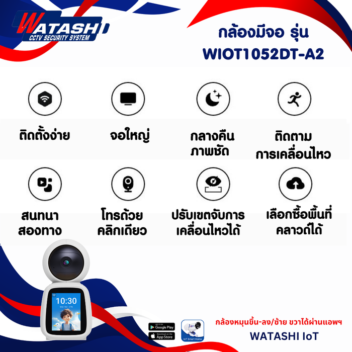 Watashi IoT รุ่น WIOT1052DT-A2 | กล้อง Intercom CCTV 2 ล้านพิกเซล คมชัด พร้อมประกันศูนย์ไทย
