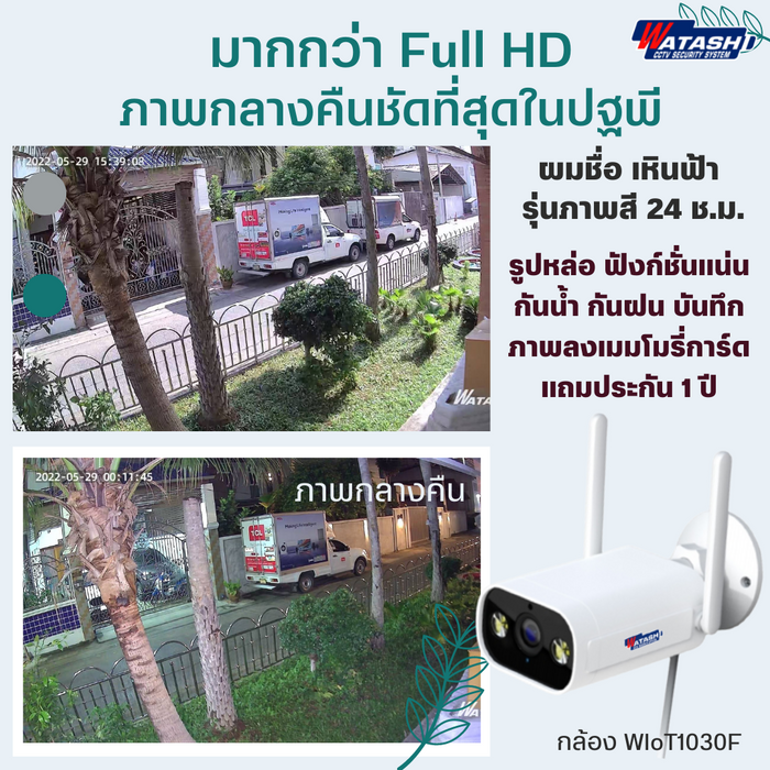 สินค้ามาใหม่ ปี2023 !! กล้องวงจรปิด Full Color ไร้สาย รุ่น WIOT1030FD-3M APP#Watashi IOT