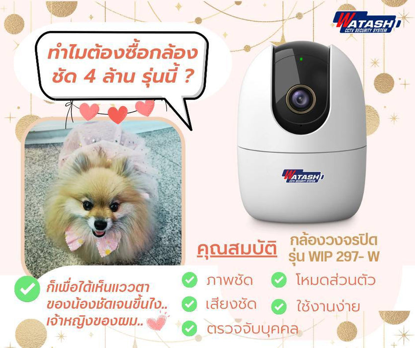 ใหม่! กล้องวงจรปิดไร้สาย ความชัด 4 ล้าน รุ่นเจ้าหญิง WIP297-W  มี Motion Detection #App IMOU Life