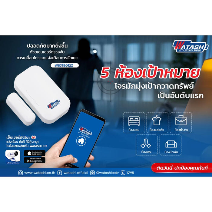 WIOT5012Z เซ็นเซอร์ประตูและหน้าต่าง Door and Window Sensor Zigbee-IOT-กล้องวงจรปิด-Watashi CCTV