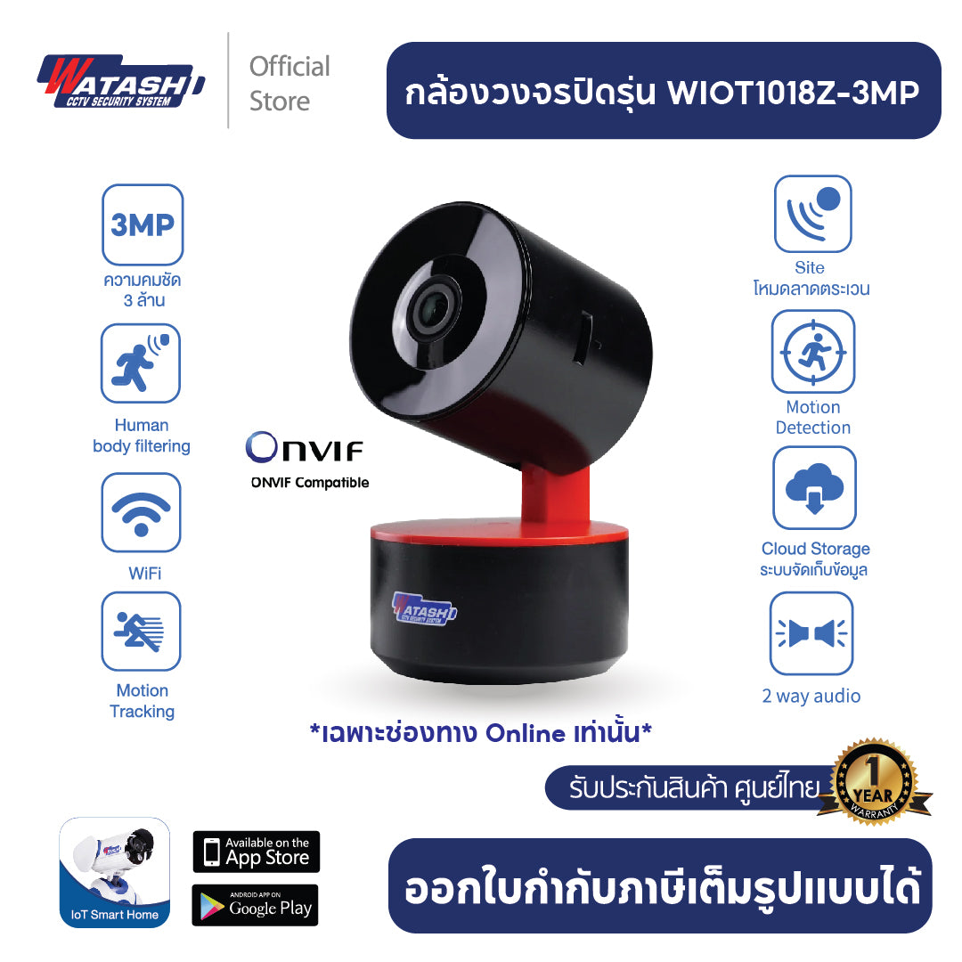 กล้องวงจรปิดและอุปกรณ์รักษาความปลอดภัยในบ้าน รุ่น WIOT แจ้งเตือนในมือถือทันที