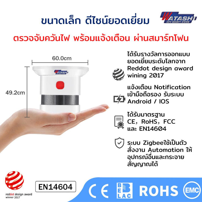 เซ็นเซอร์ตรวจจับ "ควัน" Smoke Detector รุ่น WIOT5004Z แจ้งเตือนทันทีเมื่อพบควันไฟ