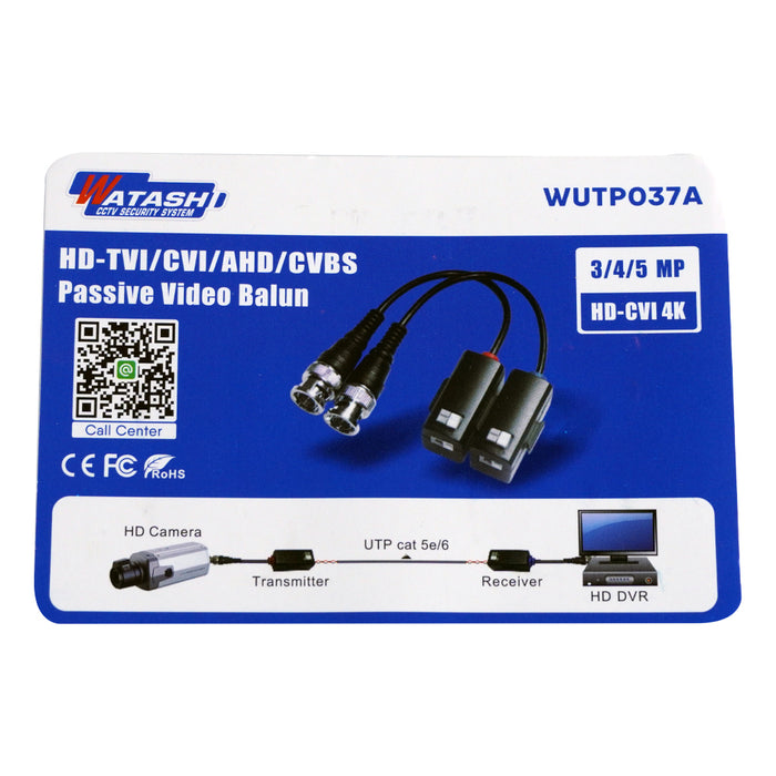 WUTP037A UTP Video Balun วิดิโอ บาลัน CVI+TVI+AHD Transceiver