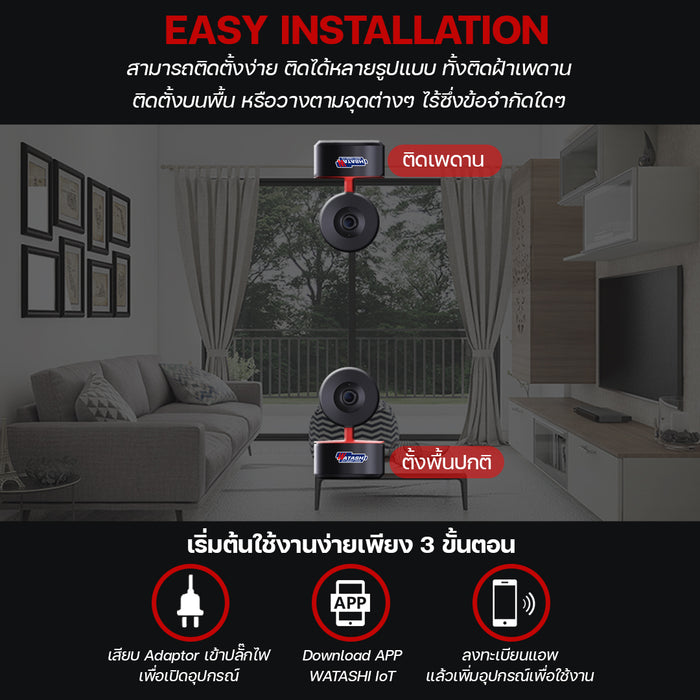 กล้องวงจรปิดไร้สาย WIOT1018Z-3MP #human detection #APP WATASHI IOT #ตรวจจับมนุษย์